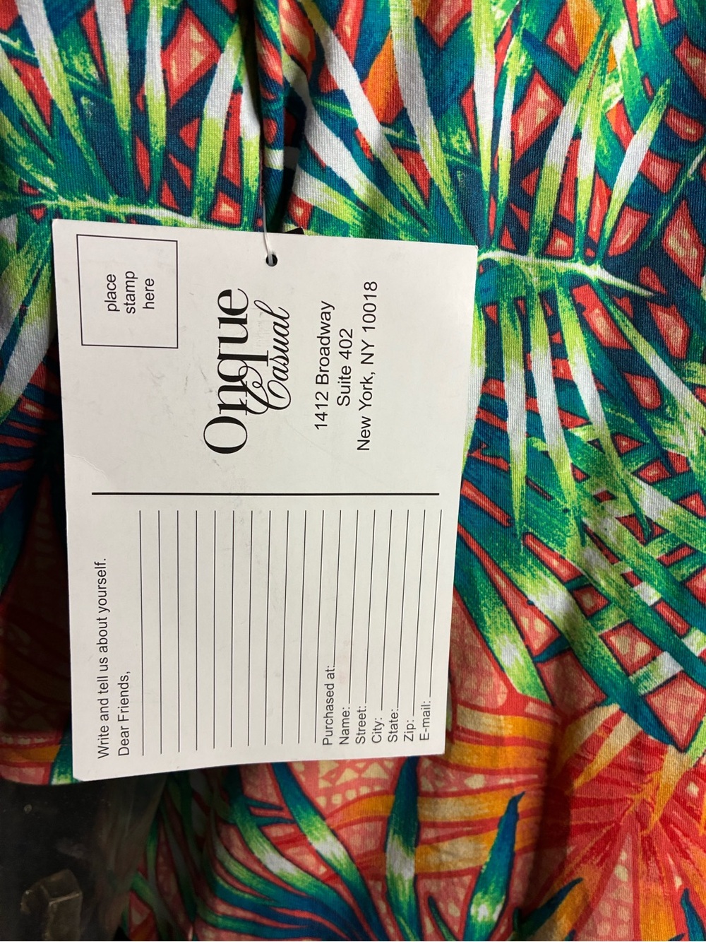 Onque Casuals Bright Guava Tropical Print Stretch Top - Picture 10 of 12